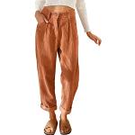 Pantalons taille haute d'automne orange en velours Taille XXL look fashion pour femme 