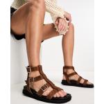 Sandales plates marron en caoutchouc à bouts ouverts Pointure 36 pour femme en promo 