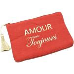 Oh My Shop ATM150 - Trousse Pochette Coton Rouge Orangé Message Amour Toujours Pompon Doré