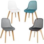Chaises en bois multicolores en plastique en lot de 4 scandinaves 