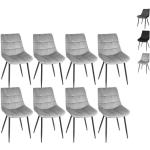 Chaises design gris clair en velours matelassées en lot de 8 contemporaines 