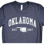 Oklahoma T-Shirt Est 1907 Fan Gift State Map Travel Ok Souvenir Apparel Okla Pride Homeland Oklahoma Home University Varsity Pour Hommes
