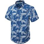 Chemises hawaiennes bleues à fleurs à manches courtes Taille XL look casual pour homme en promo 