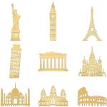 Autocollants dorés en métal à motif Londres Tour Eiffel 