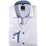 Chemises Olymp blanches en coton à motif requins à manches longues à manches longues Taille XL plus size look business pour homme 