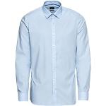 Chemises unies Olymp bleus clairs en coton à manches longues look fashion pour homme 