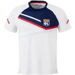 T-shirts col rond blancs en polyester Olympique Lyonnais respirants lavable en machine à manches courtes à col rond Taille S pour homme 