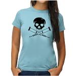OM3® T-shirt Jackass Skull | Femme | Hardcore Stunts Dumb Fun Kult | S - XXL, Bleu clair (#1172), M