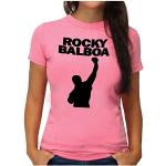 OM3 Rocky Balboa - T-shirt - Femme - The Italian Stallion City 70s 80s Kult Boxing Movie - S - 4XL, Rose, S
