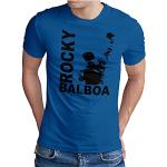 OM3® Rocky-Balboa T-Shirt | Homme | The Italian Stallion 70s 80s Epic Boxing Movie | S à 5XL, Bleu royal (impression noire)., XL