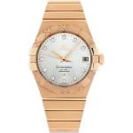 Montres Omega Constellation blanches en or rose 18 carats seconde main pour femme 