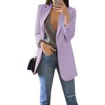 Blazers violet clair à manches longues Taille 4 XL plus size look casual pour femme 