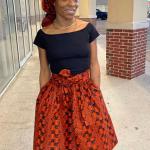 Jupes imprimées orange imprimé africain en coton à motif Afrique style ethnique pour femme 