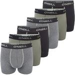 O'Neill Lot de 6 boxers pour homme - Uni - Caleçon de sport - Sous-vêtements basiques - En coton - Noir, rouge, bleu - Tailles M, L, XL, XXL, Grey Agave Black (7006), M