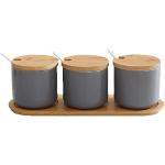 Pots à épices gris en bambou en lot de 3 