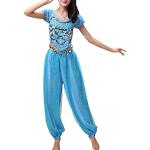 Tenues de danse orientale bleus clairs à perles respirantes Taille L look fashion pour femme 