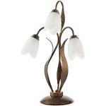 Lampes de table blanches en métal à motif fleurs 