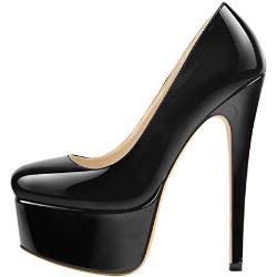 Only maker - Escarpins à talons hauts classiques - Chaussures tendance à talons hauts - Pour femmes, Vernis noir., 40 EU
