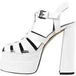 Sandales à talons blanches à motif animaux Pointure 44 look fashion pour femme 