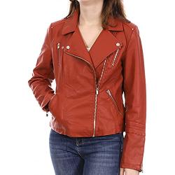 ONLY ONLGEMMA Faux Leather Biker OTW Noos Jacket, Rouge Ocre, 36 Femme