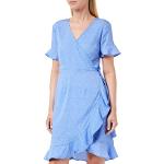 ONLY Onlolivia S/S Wrap Dress WVN Noos Robe, Blue Bonnet/AOP : Confetti-Dot, 32 Femme
