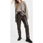 Pantalons taille haute Only marron chocolat en cuir synthétique enduits Taille S pour femme en promo 