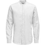 Chemises cintrées Only & Sons blanches en lin à manches longues Taille XXL look fashion pour homme en promo 