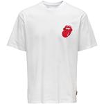 T-shirts Only & Sons blancs en coton à motif ville à manches courtes Rolling Stones à manches courtes à col rond Taille XL look fashion pour homme 
