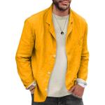 Blazers vintage d'automne jaunes à manches longues Taille XL look casual pour homme 
