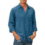 Chemises en jean bleues à manches longues col kent Taille 3 XL look fashion pour homme 