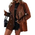 Blazers vintage marron en velours à manches longues Taille XL look fashion pour femme 