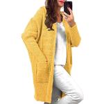 Cardigans d'automne jaunes à motif moutons lavable à la main à manches longues Taille XL look casual pour femme 