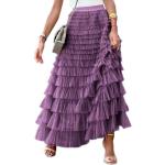 Jupes longues violettes en tulle maxi Taille L look casual pour femme 