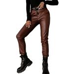 Leggings en cuir marron en cuir synthétique stretch Taille L look fashion pour femme 