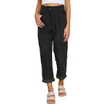 Pantalons taille haute noirs patchwork en velours tapered Taille XS look casual pour femme 