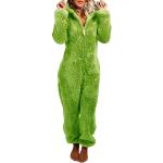 Pyjamas combinaisons d'automne verts en peluche Taille XL look sexy pour femme 