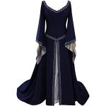 Robes de cocktail bleus foncé à manches longues Taille XXL look médiéval pour femme 
