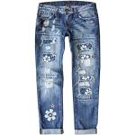 Jeans baggy à fleurs à motif fleurs Taille XL look fashion pour femme 