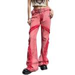 Jeans baggy roses en denim Taille M look streetwear pour femme 
