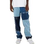 Jeans baggy bleus patchwork Taille L look Hip Hop pour femme 