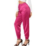 Pantalons taille haute rose foncé en satin Taille S look fashion pour femme 