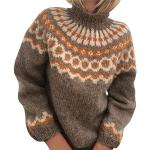 Pullovers d'automne kaki à col roulé Taille 3 XL look fashion pour femme 