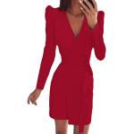 Mini robes rouges minis à manches longues Taille S look fashion pour femme 