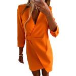 Mini robes orange minis à manches longues Taille L look fashion pour femme 