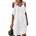 Robes d'été de printemps blanches midi à manches courtes à col en V Taille XL look casual pour femme 