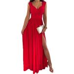 Robes longues en dentelle de soirée rouges en mousseline maxi à manches trois-quart Taille M look fashion pour femme 