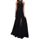 Maxis robes de soirée noires en mousseline à paillettes maxi à col rond Taille XS romantiques pour femme 