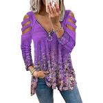 T-shirts violets à manches longues à manches longues Taille XL look fashion pour femme 