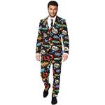 OppoSuits Crazy Prom Suits for Men – Badaboom – Comes with Jacket, Pants and Tie in Funny Designs Costume d39homme, Black, 40 Homme