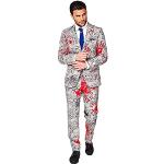 OppoSuits Halloween Suit for Men in Creepy Stylish Print – Zombiac – Full Set: Includes Jacket, Pants and Tie Costume d39homme, Grey, 40 Homme
